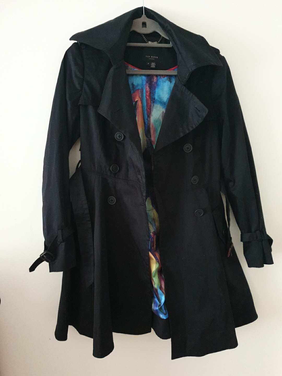 Ted Baker Coat Size 10 2 Trench Jacket Classic Belted Womens Smart Eur 38 Black