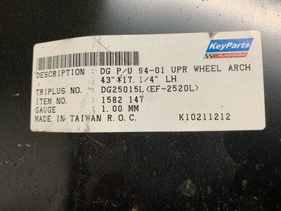 94-01 Dodge P/U Upper Wheel Arch Skin Left Side