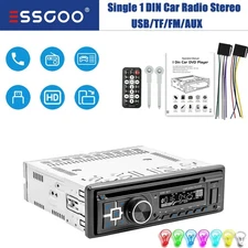 Single 1 DIN Car Stereo Bluetooth CD DVD Player FM AM RDS Radio MP3 USB AUX