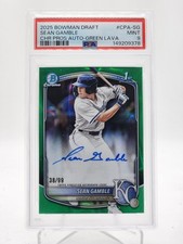 SEAN GAMBLE 2025 BOWMAN DRAFT 1ST PROSPECTS GREEN LAVA REFRACTOR /99 PSA 9 Q4415