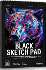 30 Sheets Black Paper Sketchbook, 98Lb/160Gsm Heavyweight Black Sketch Pad 5.5 8