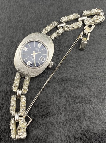 Vintage Ricoh CARIB Automatic Date Silver Tone Nugget Dainty Bracelet Watch 17J - Picture 12 of 19