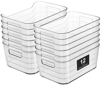 Pantry Organizers and Storage, 12 Pack Clear Plastic Storage Bins for Freezer...