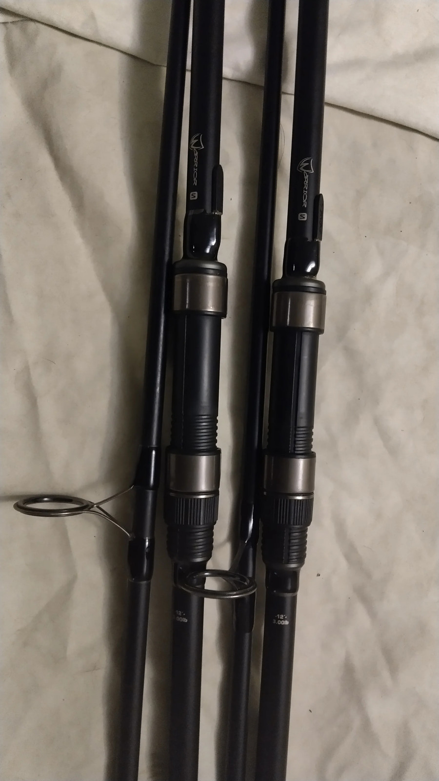 Pair Fox Warrior 12ft 3lb TC Carp Fishing Rods 2 Rod Set Carp Rods Superb