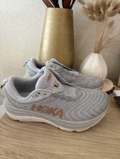 Hoka One One Gaviota 5 Womens 9.5 B Gray Gold Athletic Running Shoes Sneakers