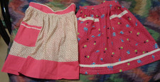 Lot 2 Vtg Half Aprons w/ Pockets/Pink Floral ...