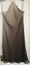 Max Studio Silk Dress – Cream Brown Ombre – UK M – 100% Silk – VGC