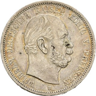 Künker: Preussen Wilhelm I. 5 Mark 1875 B Silber