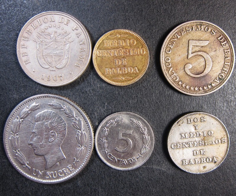 Central America 6 Coins 1907 to 1940  Good Condition