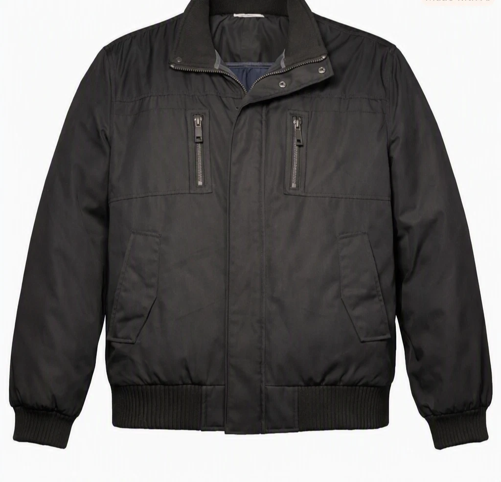 Calvin Klein Men's Black Classic Ripstop Bomber Coat Jacket Size XL image 1