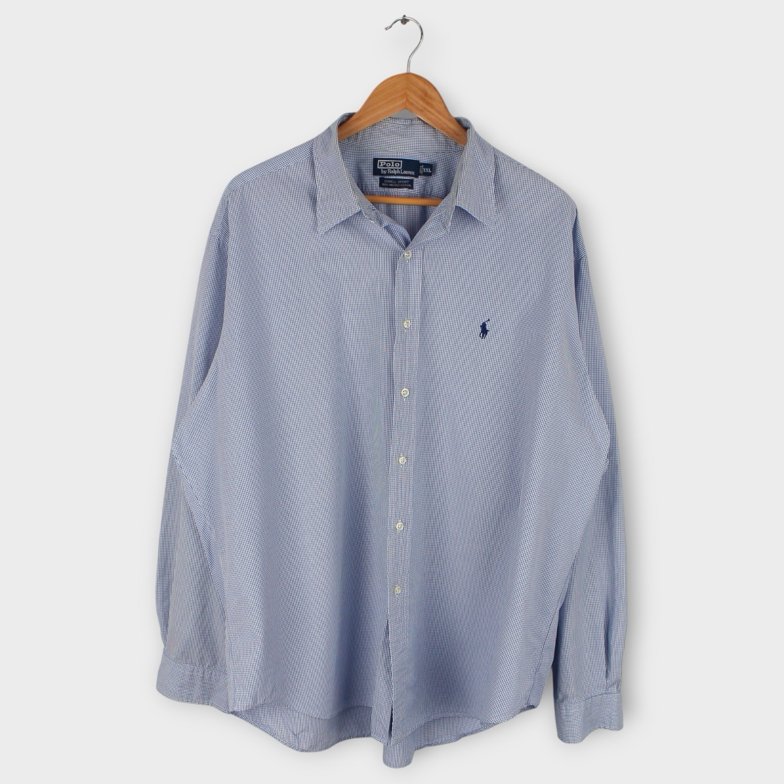 Polo Ralph Lauren Lowell Sport Men’s XXL Blue Check Button Down Shirt Cotton