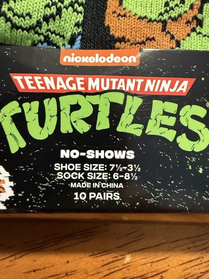 ~10 Calcetines NINJA MUTANTES ADOLESCENTES TORTUGAS NINJA NUEVOS CON ETIQUETAS para niños ¡No-Show! Zapato Talla 7.5-3.5 FS:)~ Foto 3 de 3