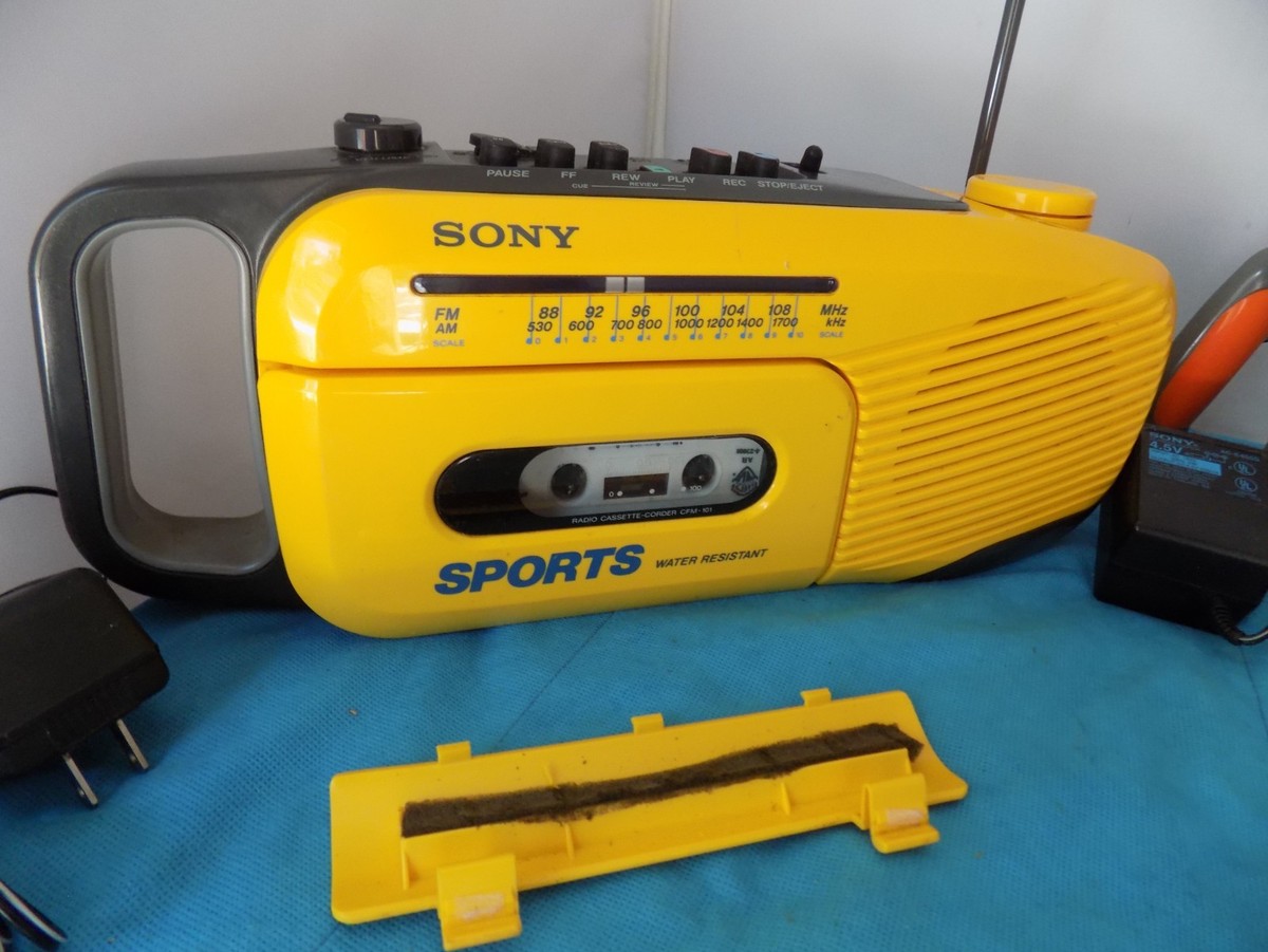 Vtg 1990s Sony Cfm-104 Yellow Cassette Tape Player Stereo