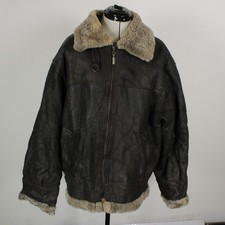 Vintage Sheepskin Shearling Flying Jacket RAF B3 Aviator Brown Leather Mens XL