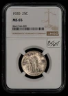 1920 25c Standing Liberty Silver Quarter - Flashy PQ - NGC MS 65 - SKU-B5641
