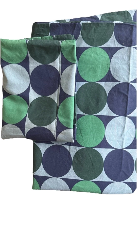 Edredón IKEA Krokusliua patrón de doble círculo azul cierre a presión y 1 funda de almohada Foto 2 de 4