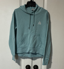 Reebok Women's Blue Pullover Hoodie Fleece Drawstring Pockets Solid XS