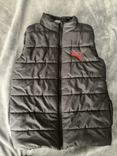 Puma Youth Puffer Vest Black Full Zip Sleeveless Logo Size 10/12