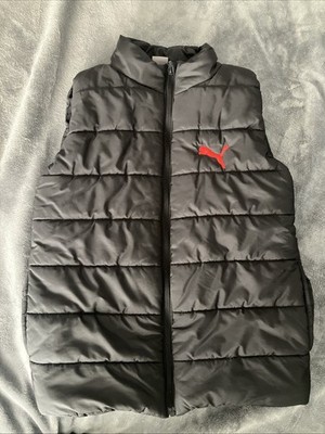 Puma Youth Puffer Vest Black Full Zip Sleeveless Logo Size 10/12