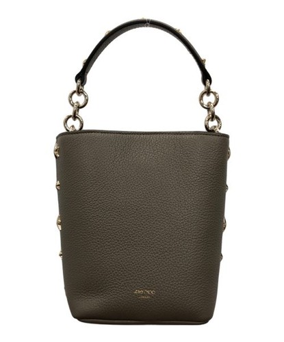Jimmy Choo 2Way Handbag Gray Shoulder Bag Studs Tote Bag Leather