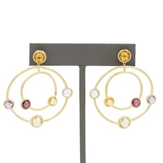 Marco Bicego Jaipur Ohrhänger 18K Gold Multi Stein Reibung Rücken #J208594 2