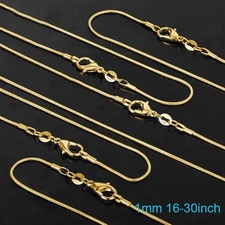  5/10pcs Wholesale 925 Sterling Silver Gold Color 1mm Snake Chain Necklace Women