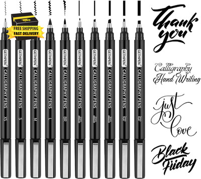 Calligraphy Pen, 10 Size Calligraphy Pens for Writing,Calligraphy Markers, Brush