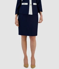 Le Suit Women's Blue Metallic Solid Pencil Suit Separate Skirt Petite Size 16P