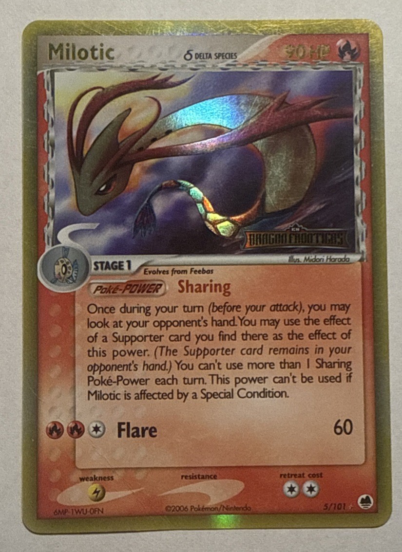 Milotic Delta Species Reverse Holo Stamp - Dragon Frontiers - 5/101 Mod Play