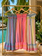 Made in Italy Color-Block Chevron Strapless Maxi Dress Hot Pink OS