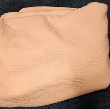 Vtg Powder Pink Waffle Bed Spread/ Blanket 74" X 100" Light Weight