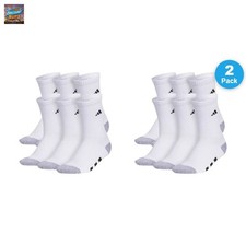 adidas Youth Cushioned Quarter Socks - White, Size Large 5Y - 7Y 12 Pairs 