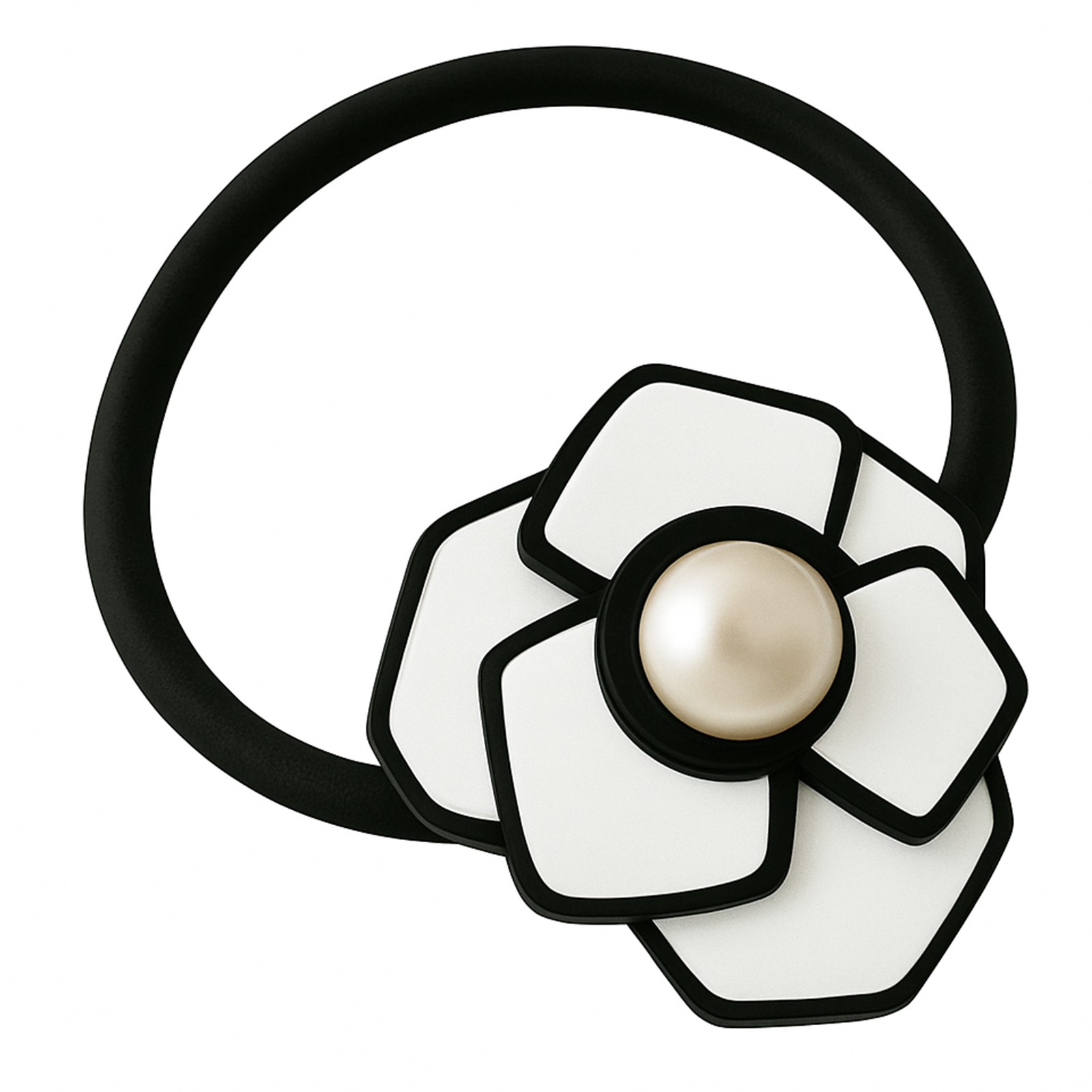 Elástico Casual para Cabello con Flor Irise Perlado con Borde Fino Depurado