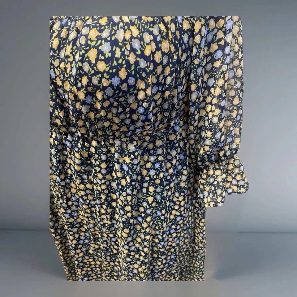 Vestido floral Sugarfox feminino transparente babydoll manga 1/4 Y2K plus size 1X - Imagem 2 de 4