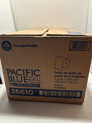 #ad Georgia Pacific Model 26610 9” X 400 Ft Paper Towel 6 Rolls Per Case white $43.96
