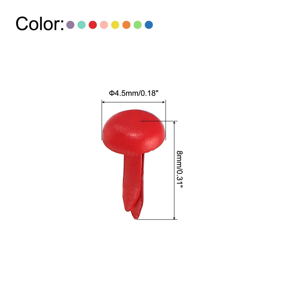 4.5 x 8 mm Mini Brads for Paper Crafts, 200 Pcs Paper Fastener, Assorted Colors Foto 2 de 4