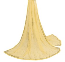 Sushila Vintage Yellow Dupatta Pure Georgette Glass Beads Embellish Long Stole