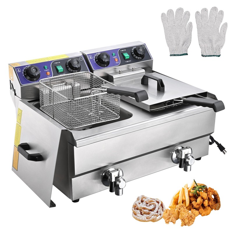 WeChef Electric Deep Fryer Drain Timers Commercial Countertop Basket Restaurant