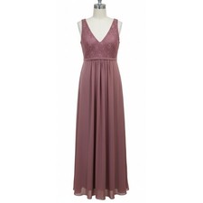 Azazie Dress 14 Dusty Pink Chiffon Maxi Formal Gown Prom Wedding Guest HOCO