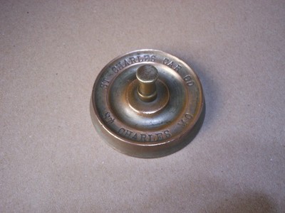 Antique St. Charles Car Co St. Charles MO Brass Paperweight Train Wheel ACF