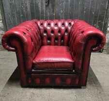Vintage Oxblood Red Leather Chesterfield Club Chair Armchair 