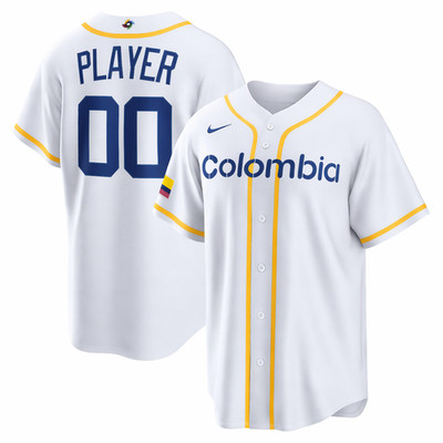 Colombia Baseball 2026 World Baseball Classic White Jersey Shirt Full Size
