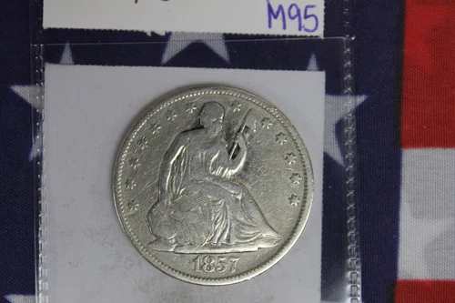 1857 Liberty Seated Half Dollar - Very Good Condition - Cleaned (M95)