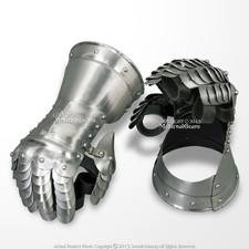 Medieval Flared Cuff Gauntlets Metal Glove Plate Armour 20G Steel Type A LARP