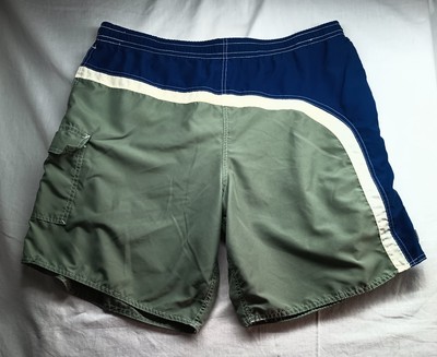 Men's Green Large Quicksilver Lined Swim Shorts Drawstring Board Shorts Casual