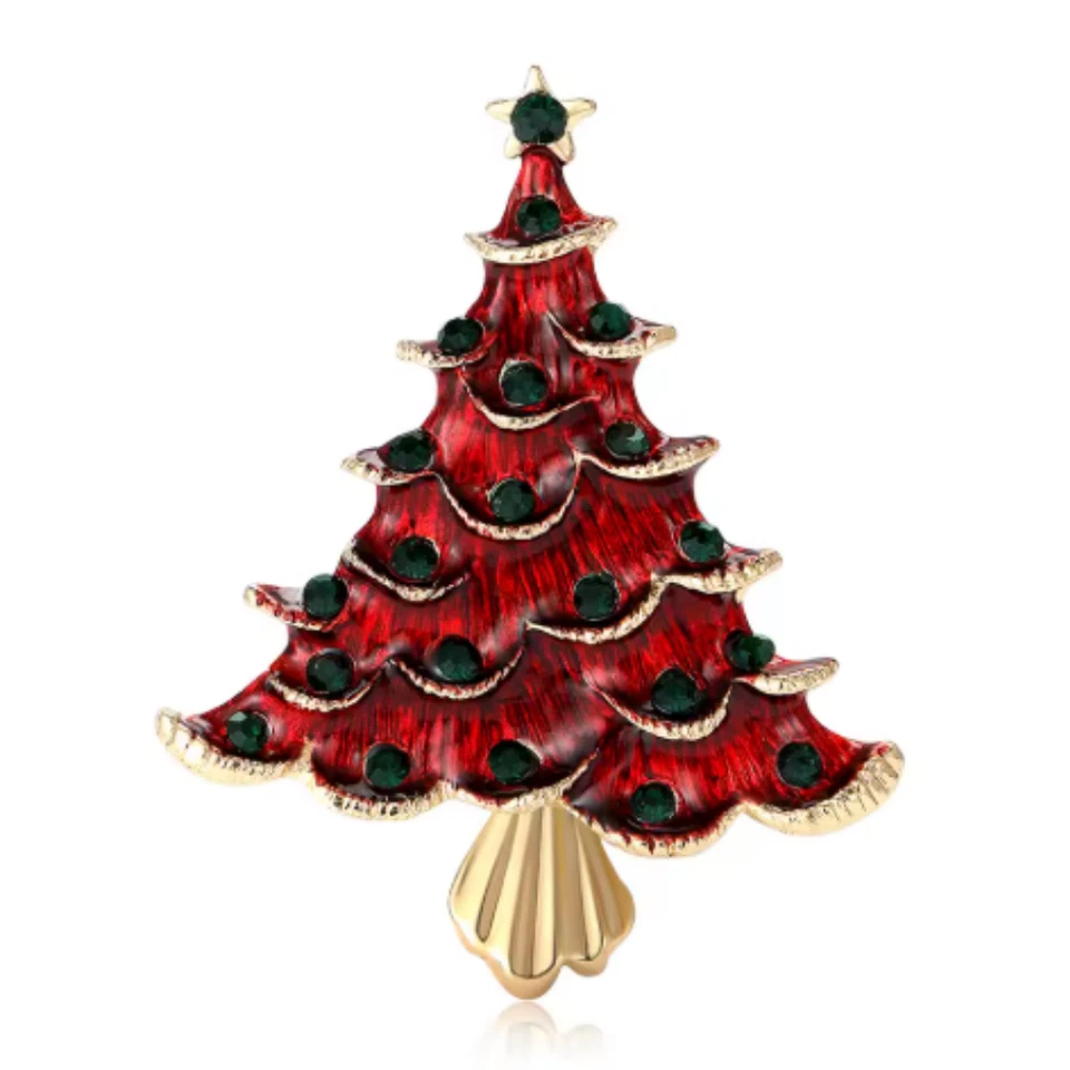 Рождественская елка брошь заколка — хрустальные стразы рождественский зимний праздничный подарок - Изображение 2 из 4
