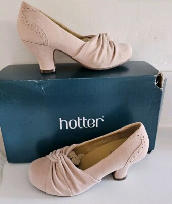 Ladies Hotter Powder pink Vintage style leather suede Shoes UK