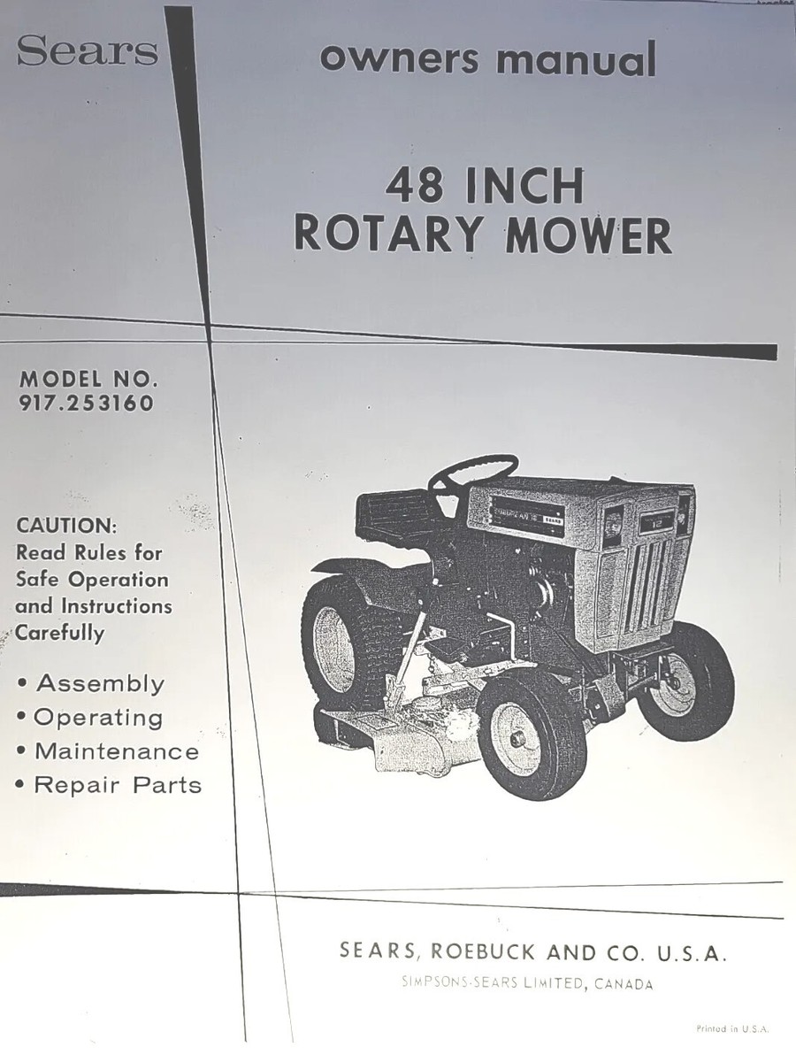 Sears Lawn Garden Tractor Suburban 48 Mower Deck Owner Parts