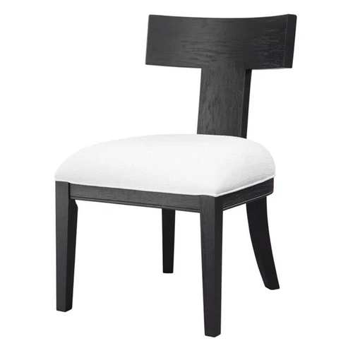 Uttermost Idris Modern Solid Wood and Fabric Armless Chair in Charcoal Black - Picture 2 of 9