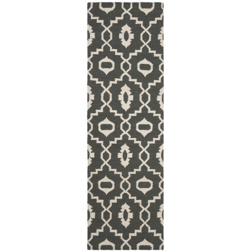 SAFAVIEH Dhurries DHU205C Handwoven Charcoal / Ivory Rug - Picture 3 of 15
